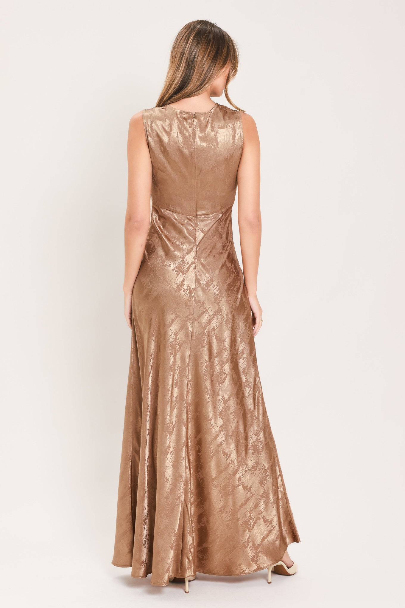 Luminous Champagne Kiss Jacquard Maxi Dress