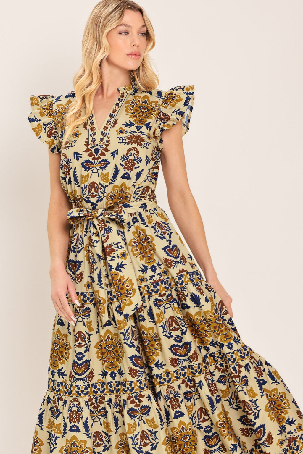 Golden Meadow Midi Dress