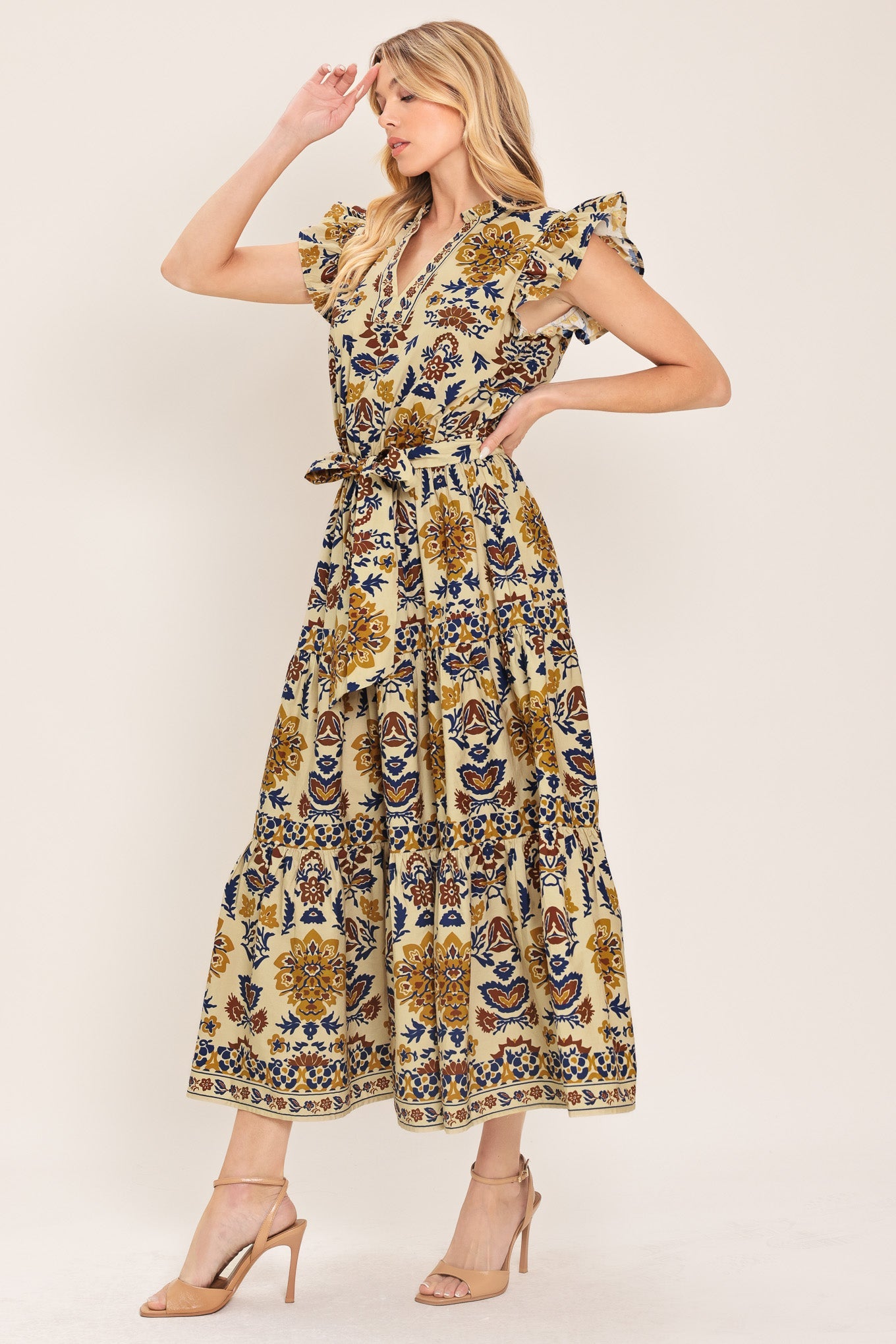 Golden Meadow Midi Dress