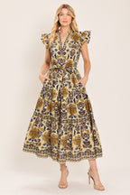 Golden Meadow Midi Dress