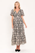 Ashen Floral Majesty Lace Midi Dress