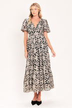 Ashen Floral Majesty Lace Midi Dress