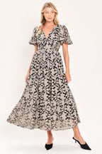 Ashen Floral Majesty Lace Midi Dress