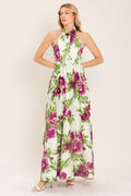 Fuchsia Rose Halter Maxi Dress