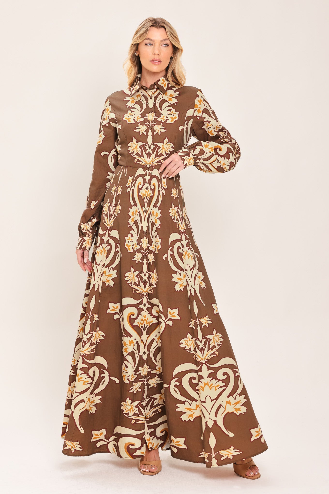 Amber Medallion Shirt Maxi Dress