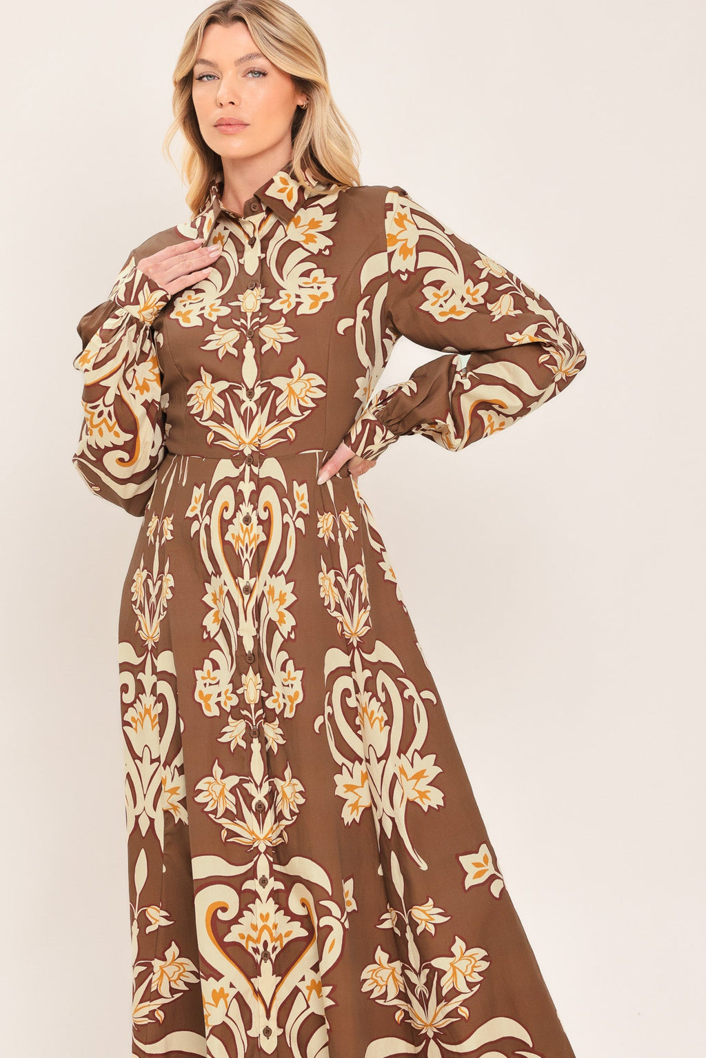 Amber Medallion Shirt Maxi Dress