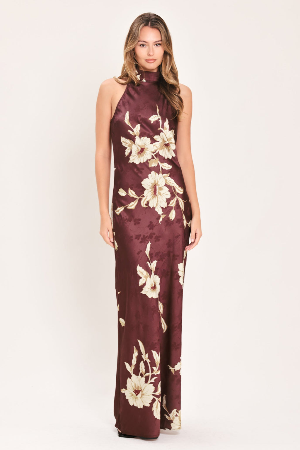 Bordeaux Ivory Bloom Maxi Dress