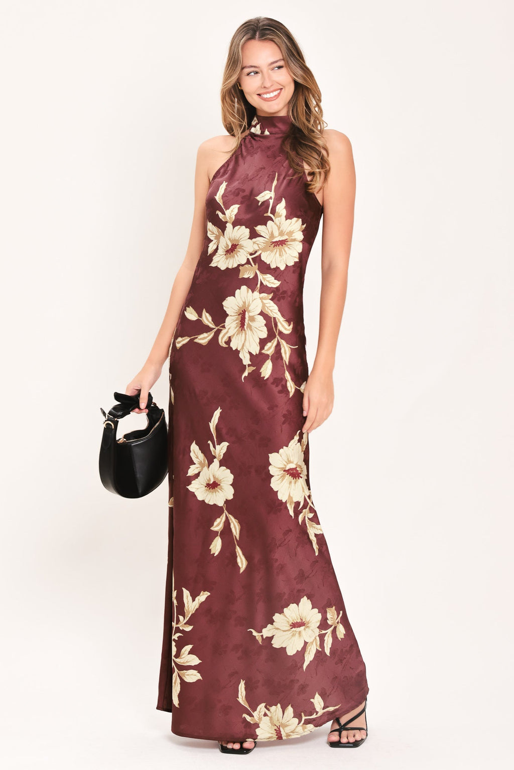 Bordeaux Ivory Bloom Maxi Dress