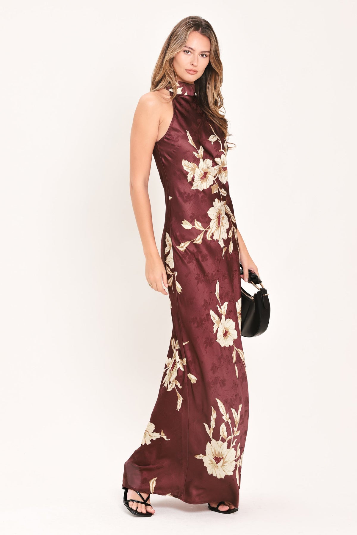 Bordeaux Ivory Bloom Maxi Dress
