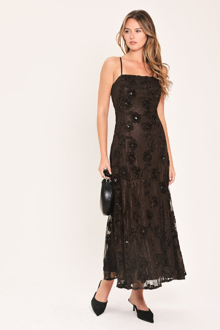 Golden Hour Brown Textured Strappy Ankle Dress