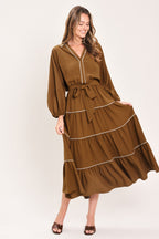Maple Tiered Moments Midi Dress