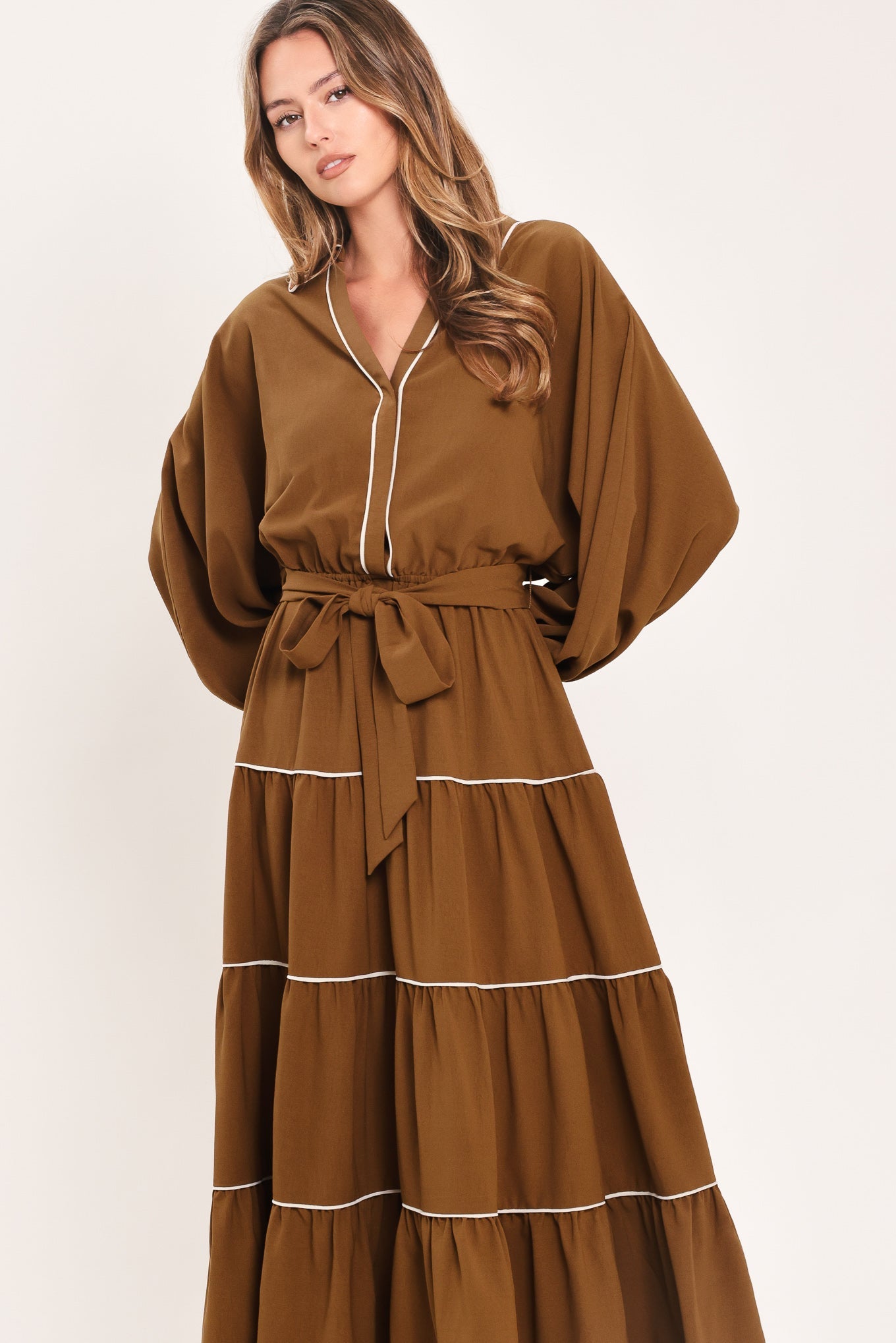 Maple Tiered Moments Midi Dress