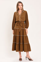 Maple Tiered Moments Midi Dress