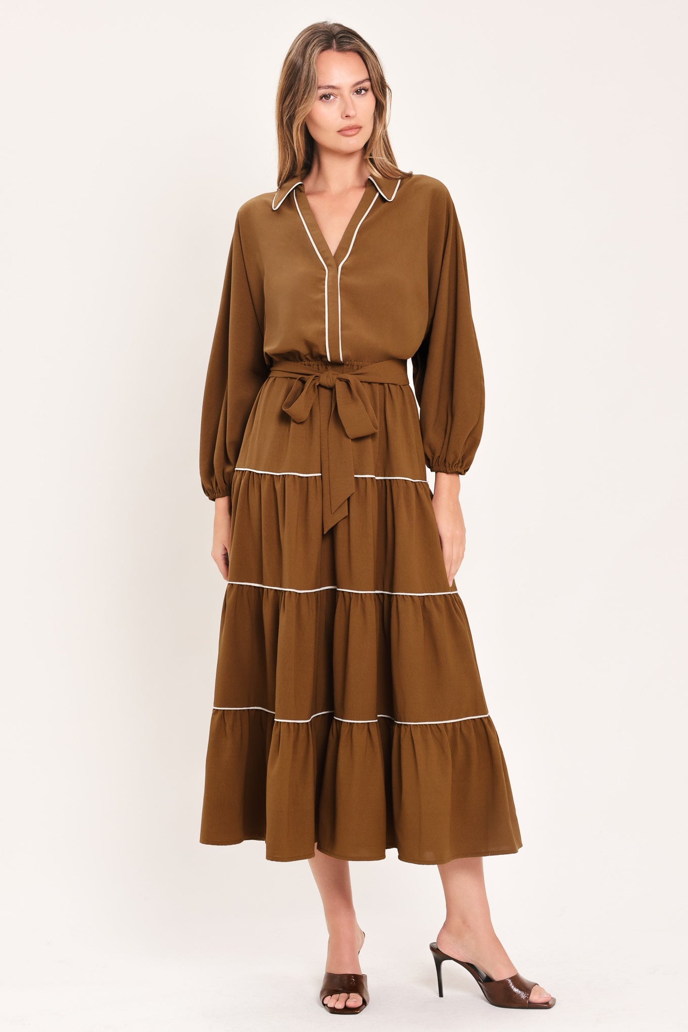 Maple Tiered Moments Midi Dress
