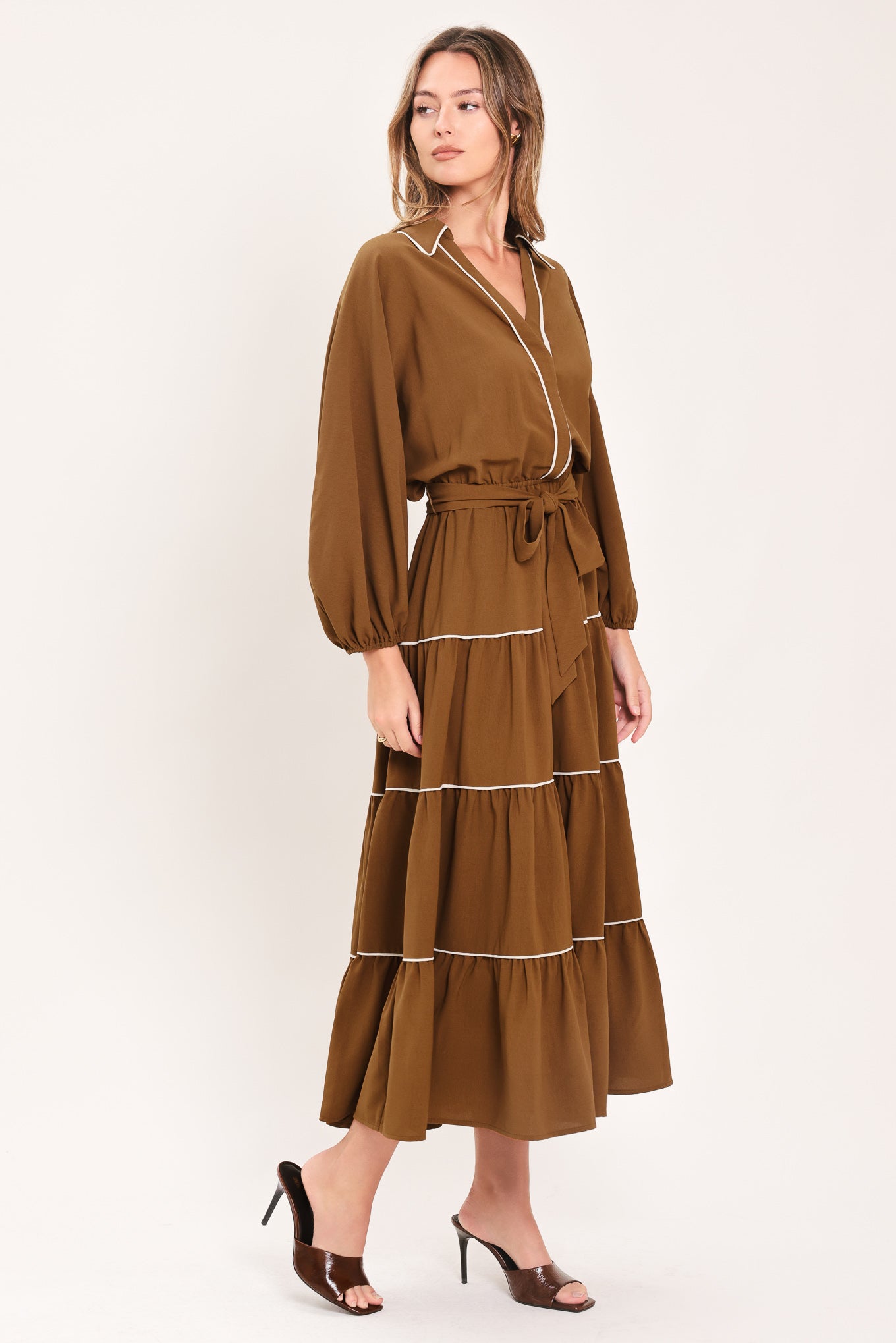 Maple Tiered Moments Midi Dress
