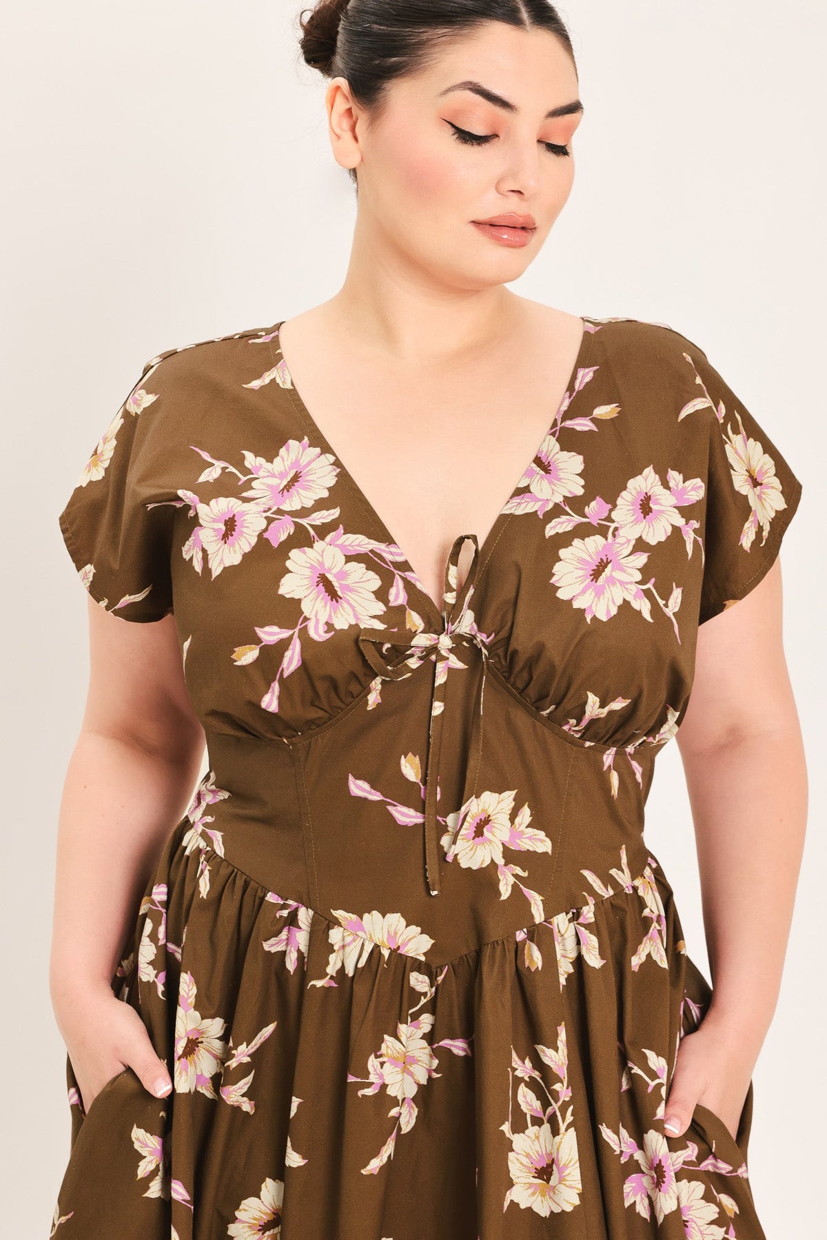 Brown Daisy Midi Dress