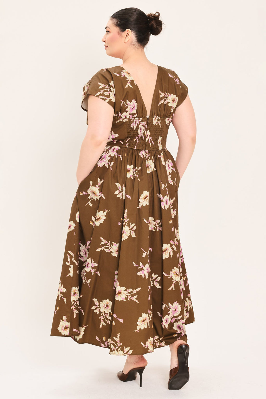 Brown Daisy Midi Dress