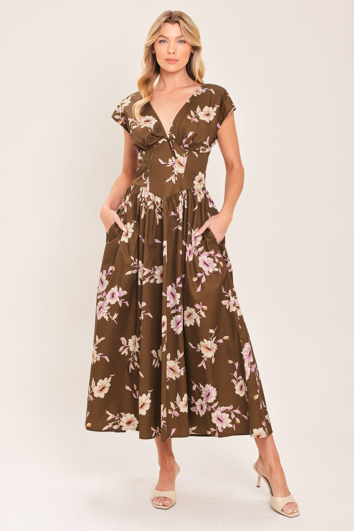Brown Daisy Midi Dress