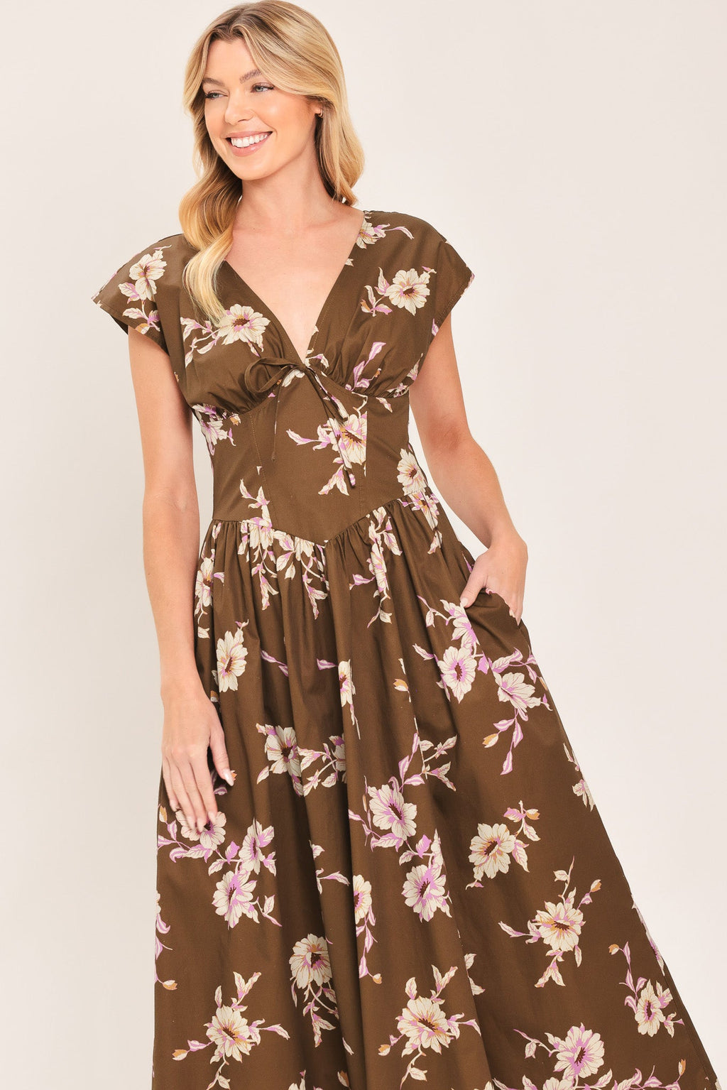 Brown Daisy Midi Dress