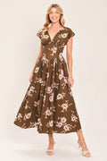 Brown Daisy Midi Dress