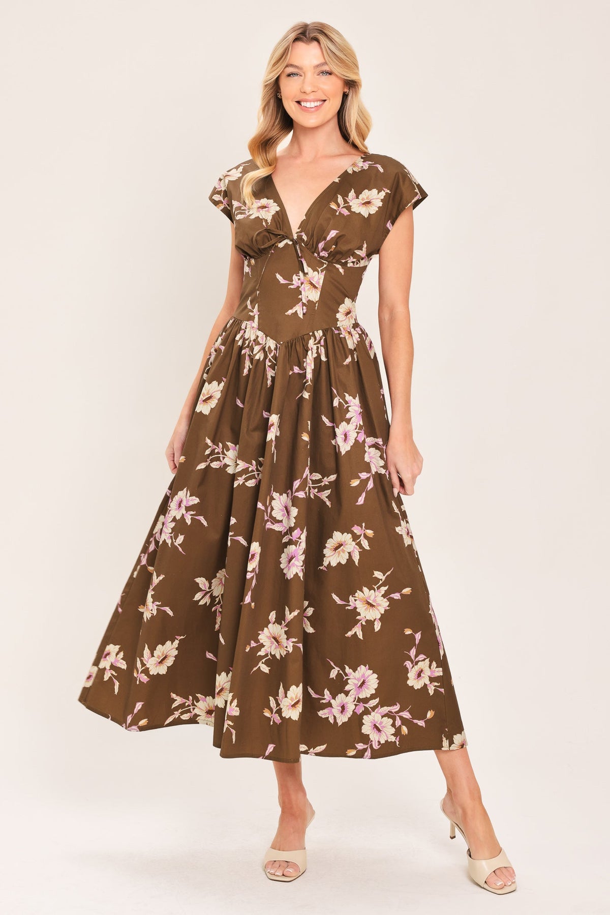 Brown Daisy Midi Dress