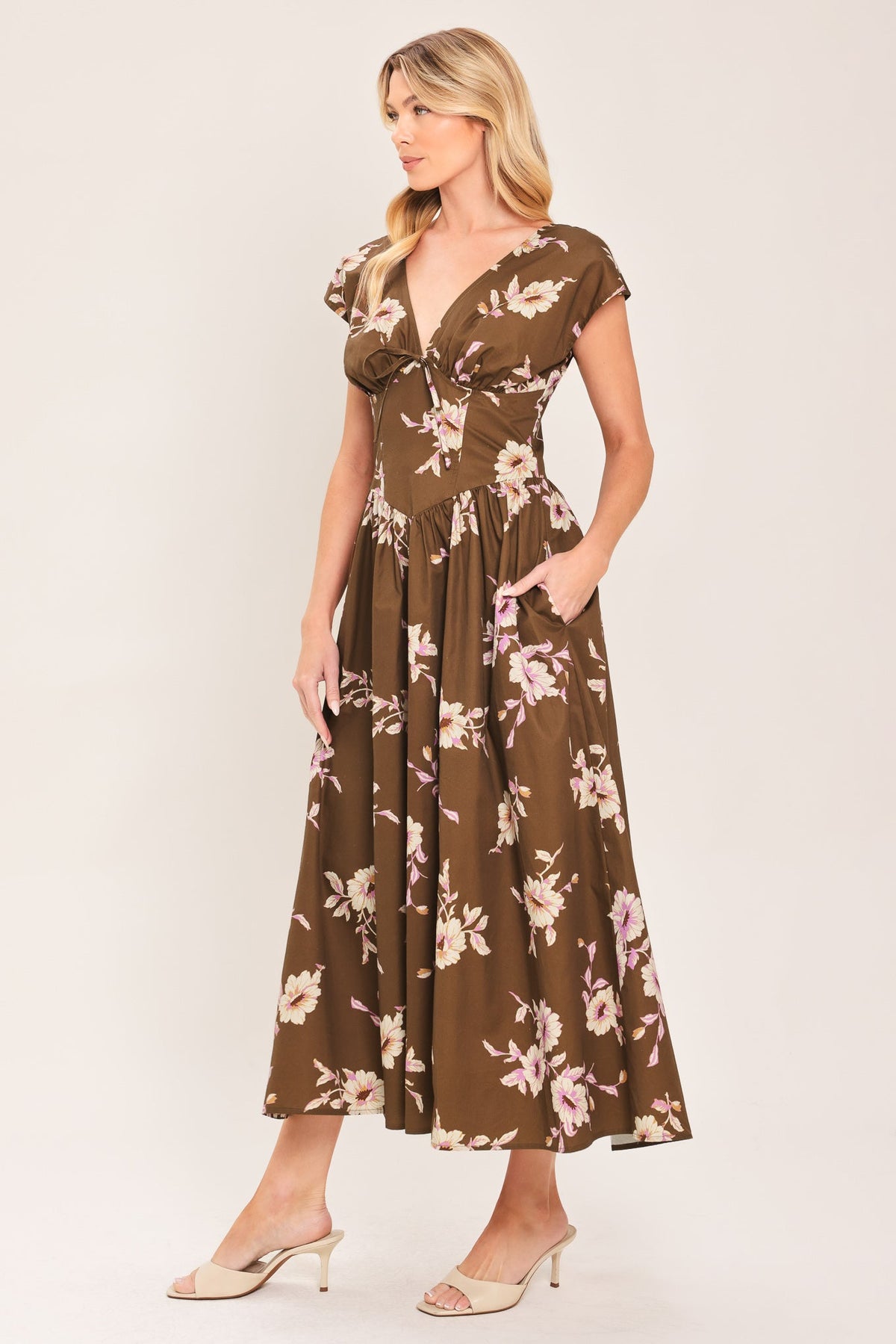 Brown Daisy Midi Dress