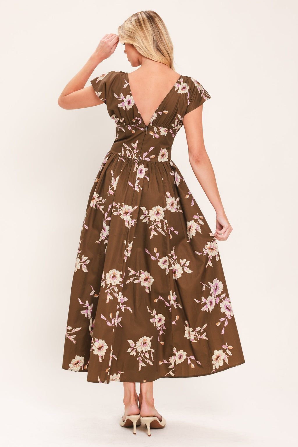 Brown Daisy Midi Dress