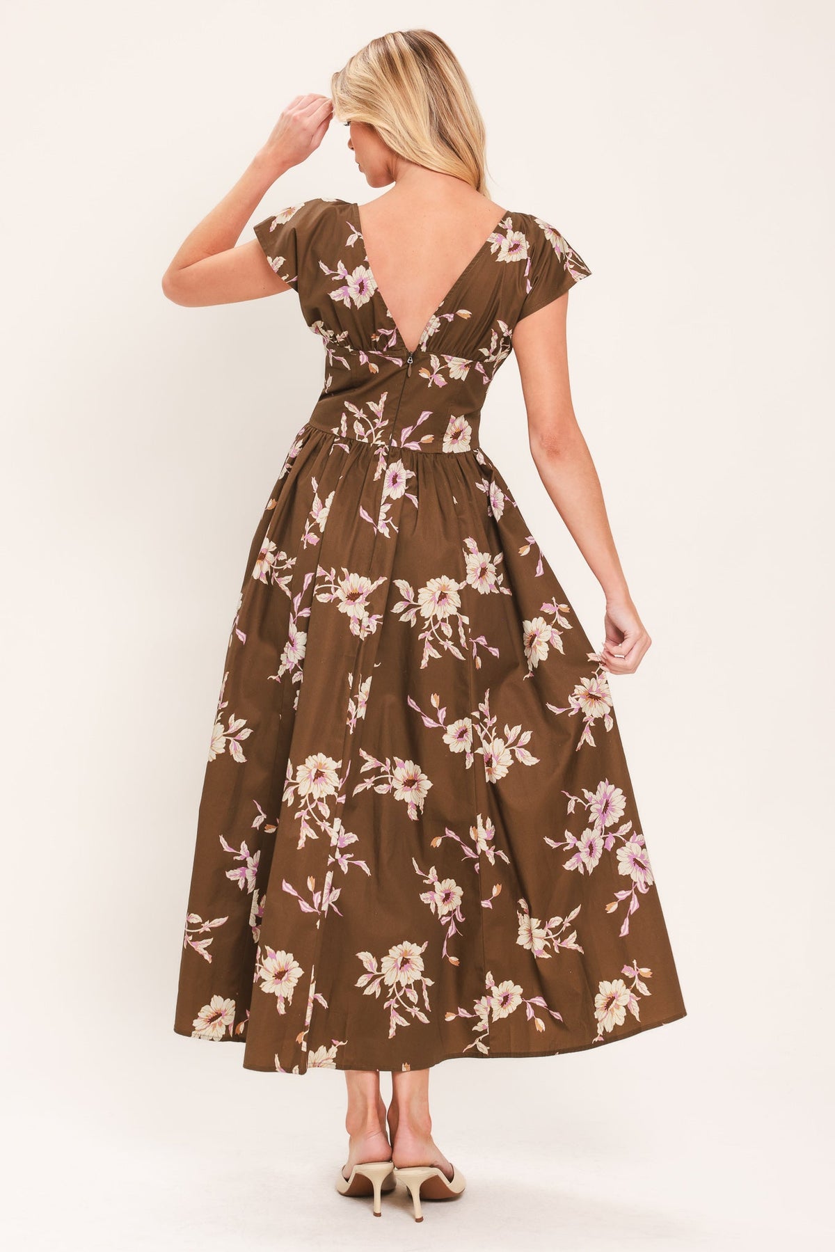 Brown Daisy Midi Dress
