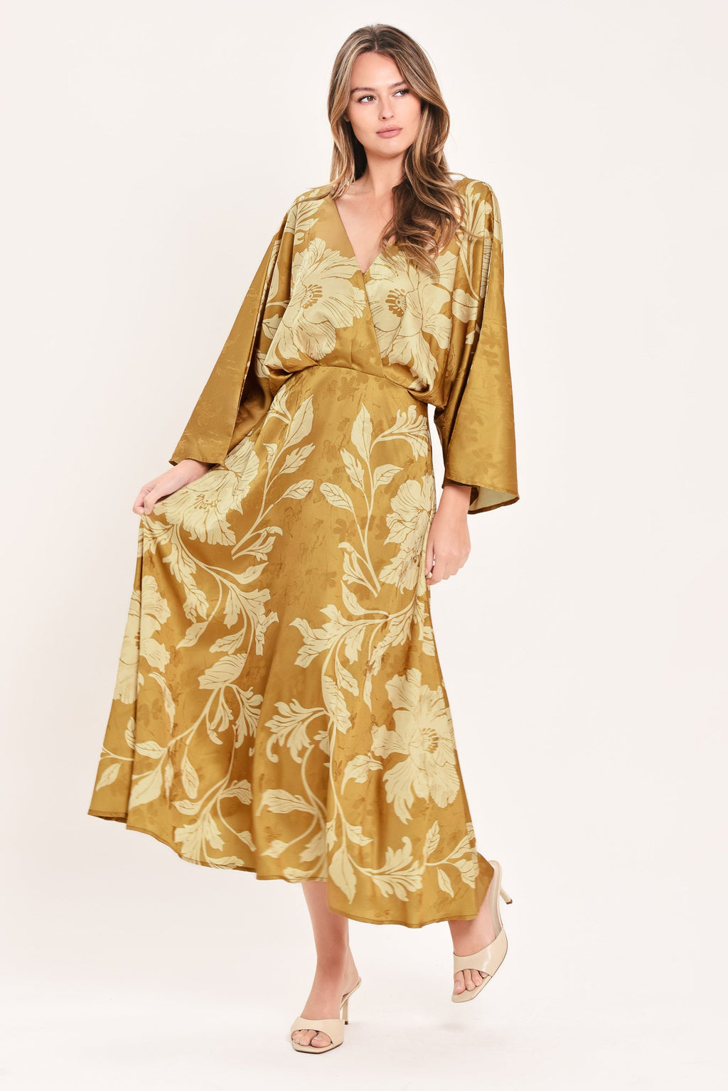 Butterscotch Blossom Midi Dress