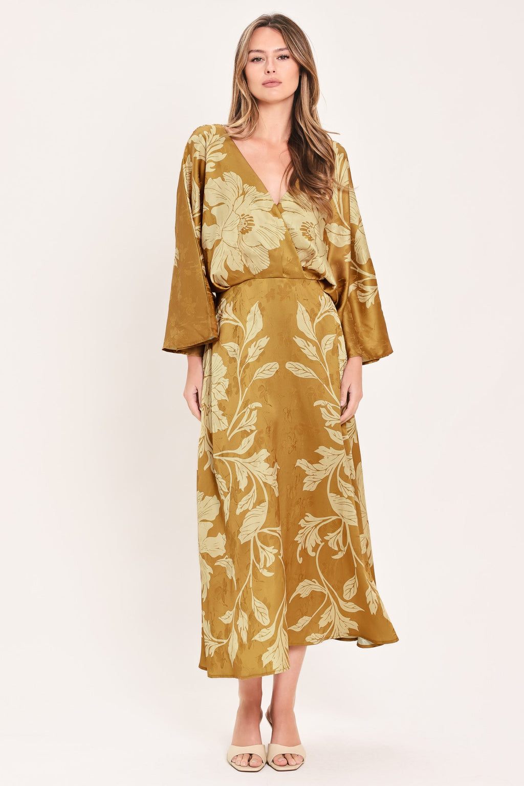 Butterscotch Blossom Midi Dress