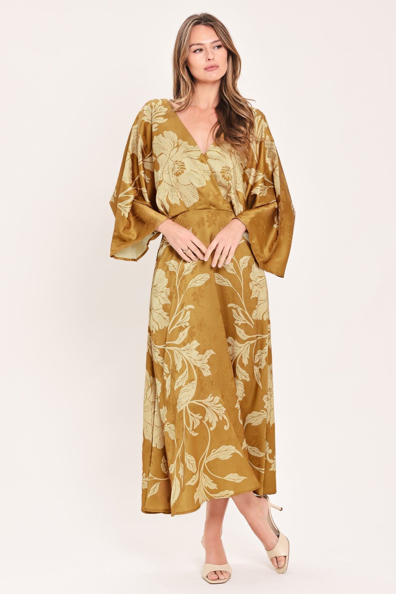 Butterscotch Blossom Midi Dress