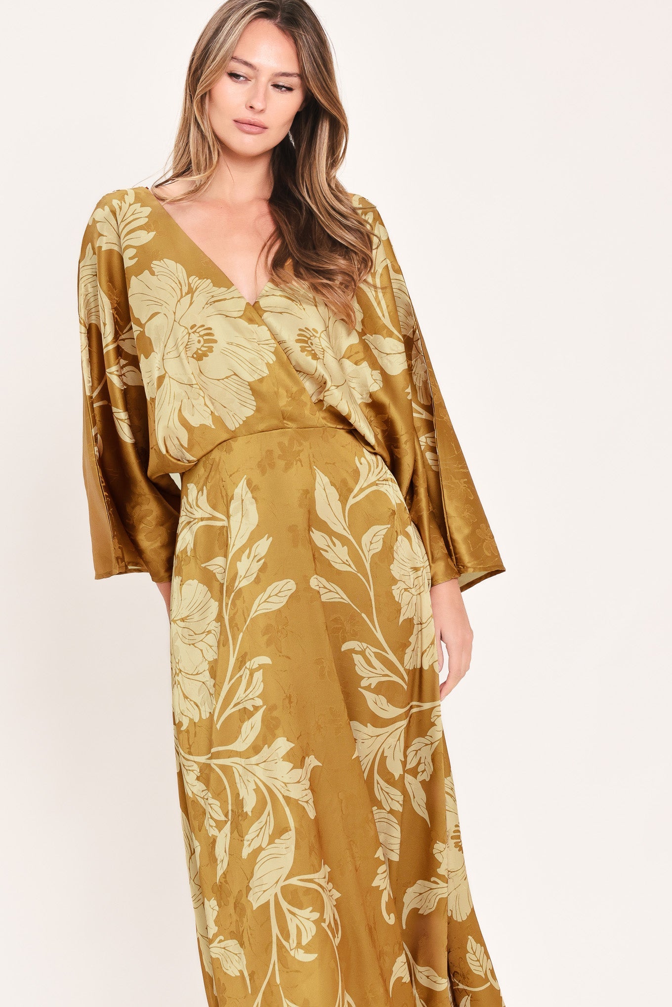 Butterscotch Blossom Midi Dress