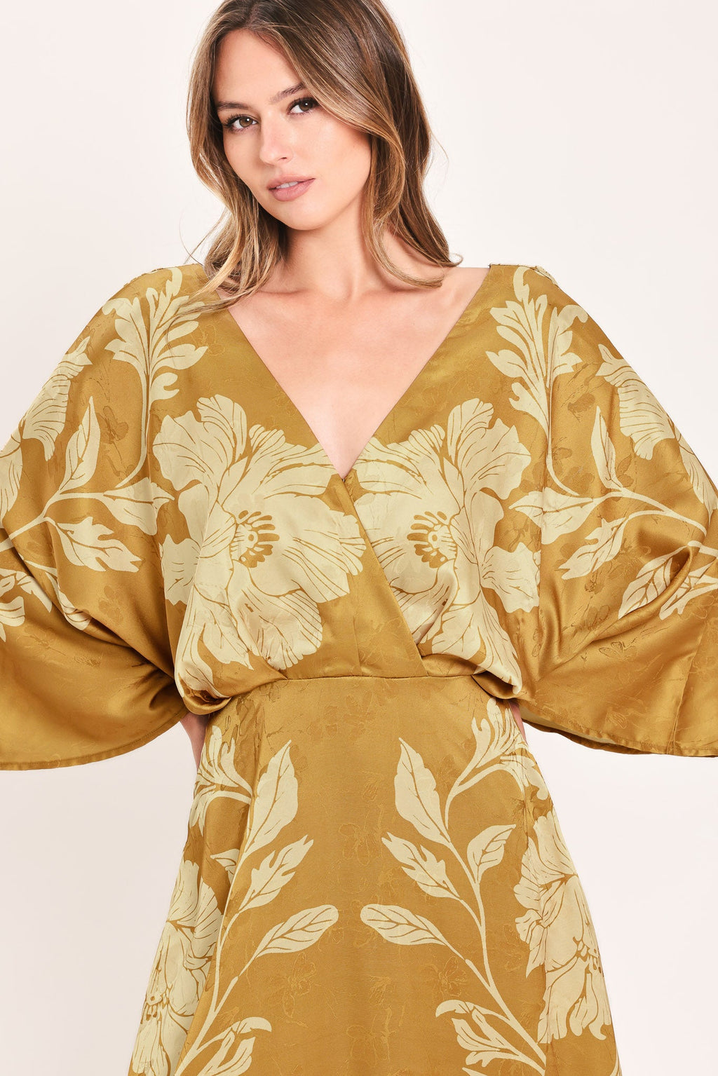 Butterscotch Blossom Midi Dress