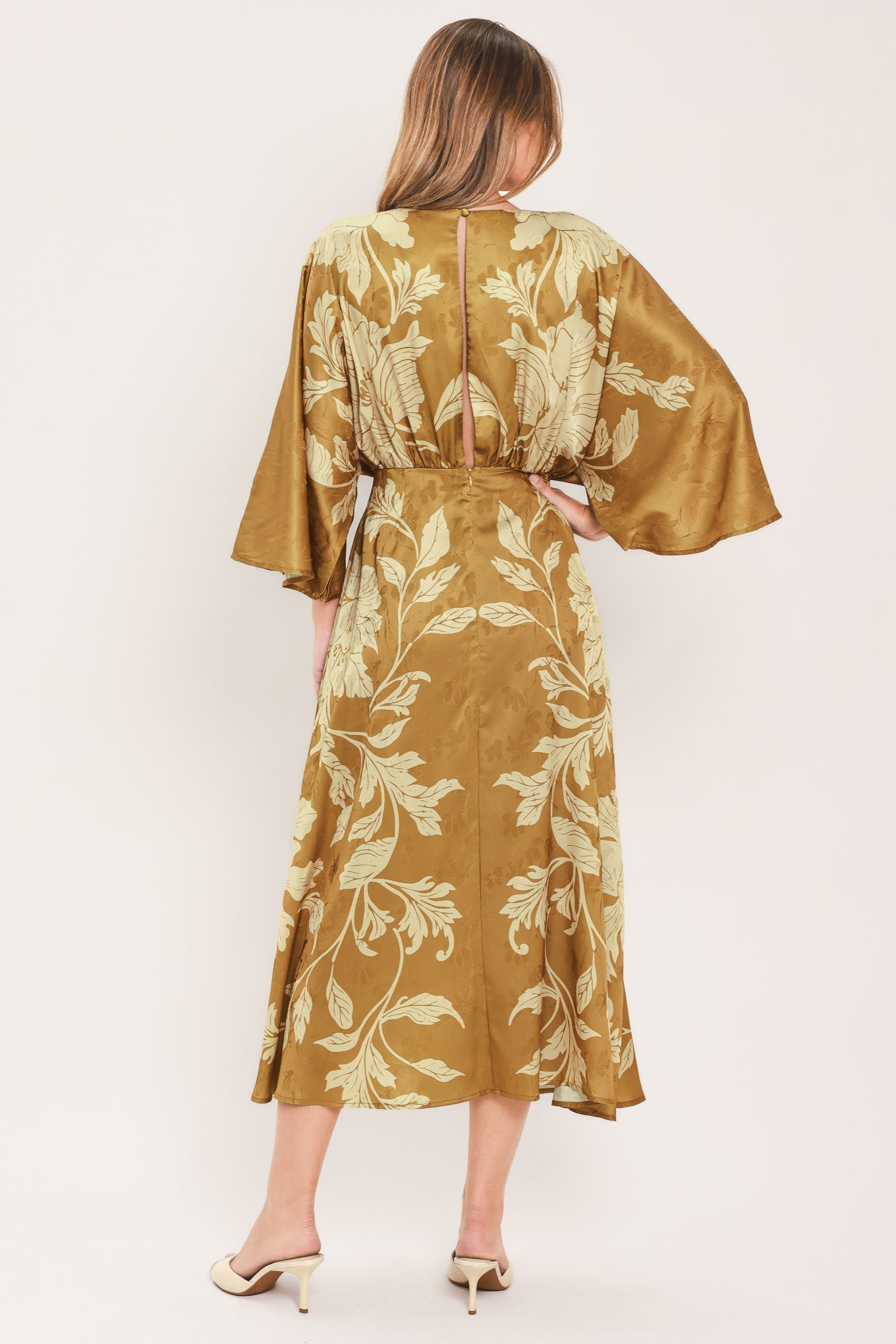 Butterscotch Blossom Midi Dress