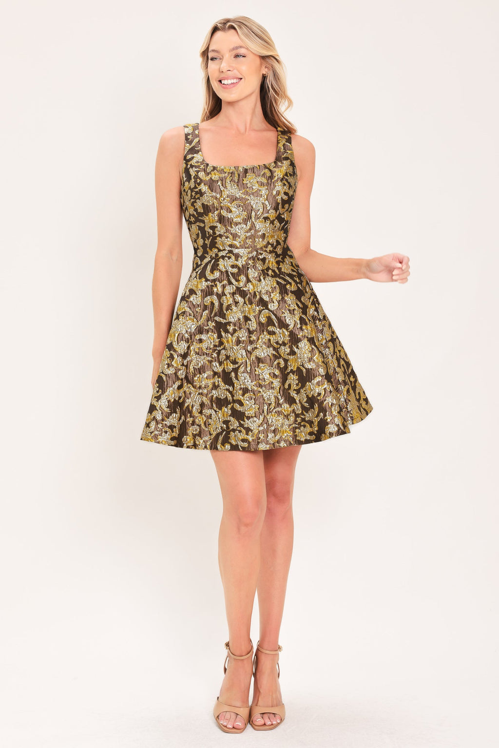 Antique Golden Swirl Mini Dress