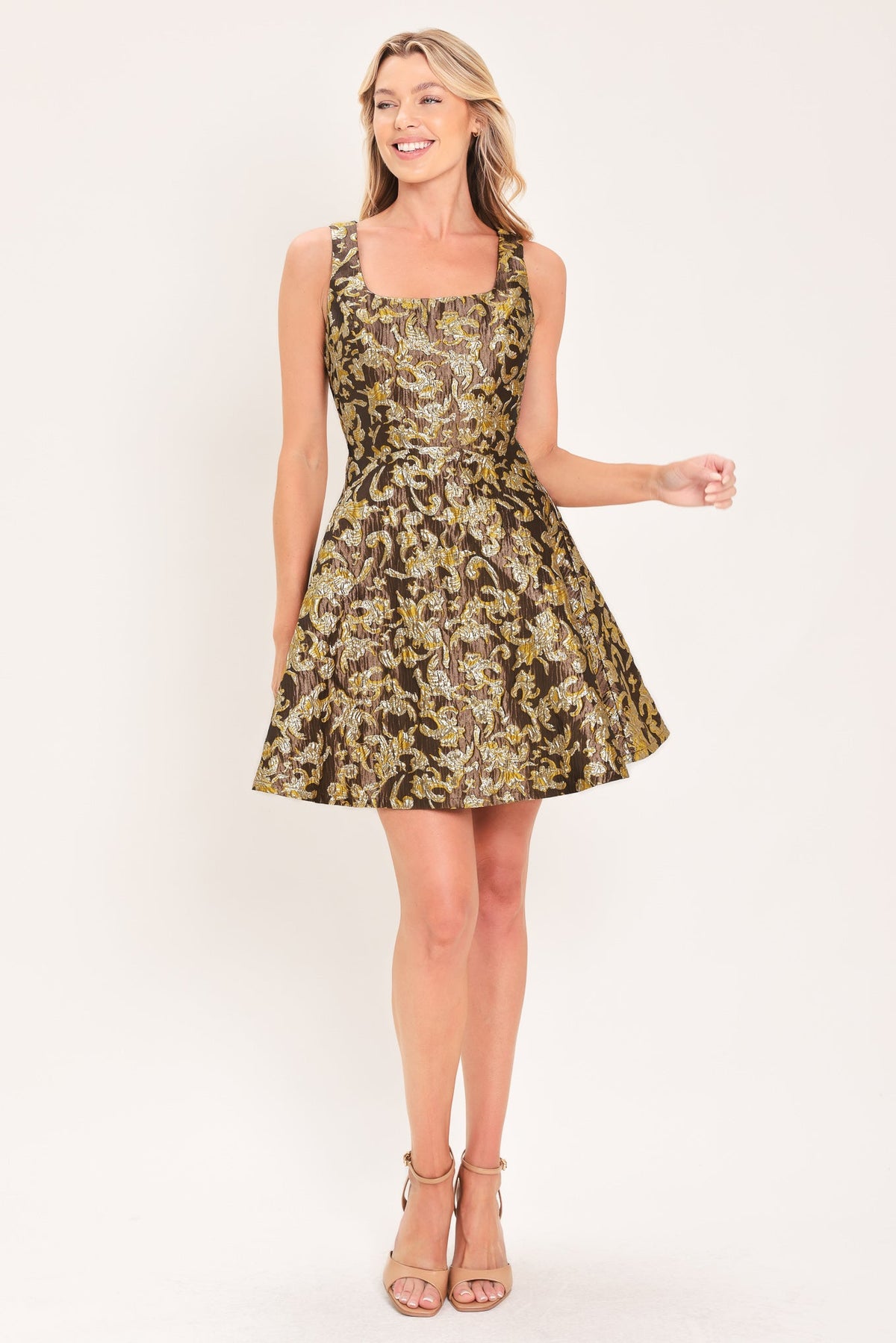 Antique Golden Swirl Mini Dress