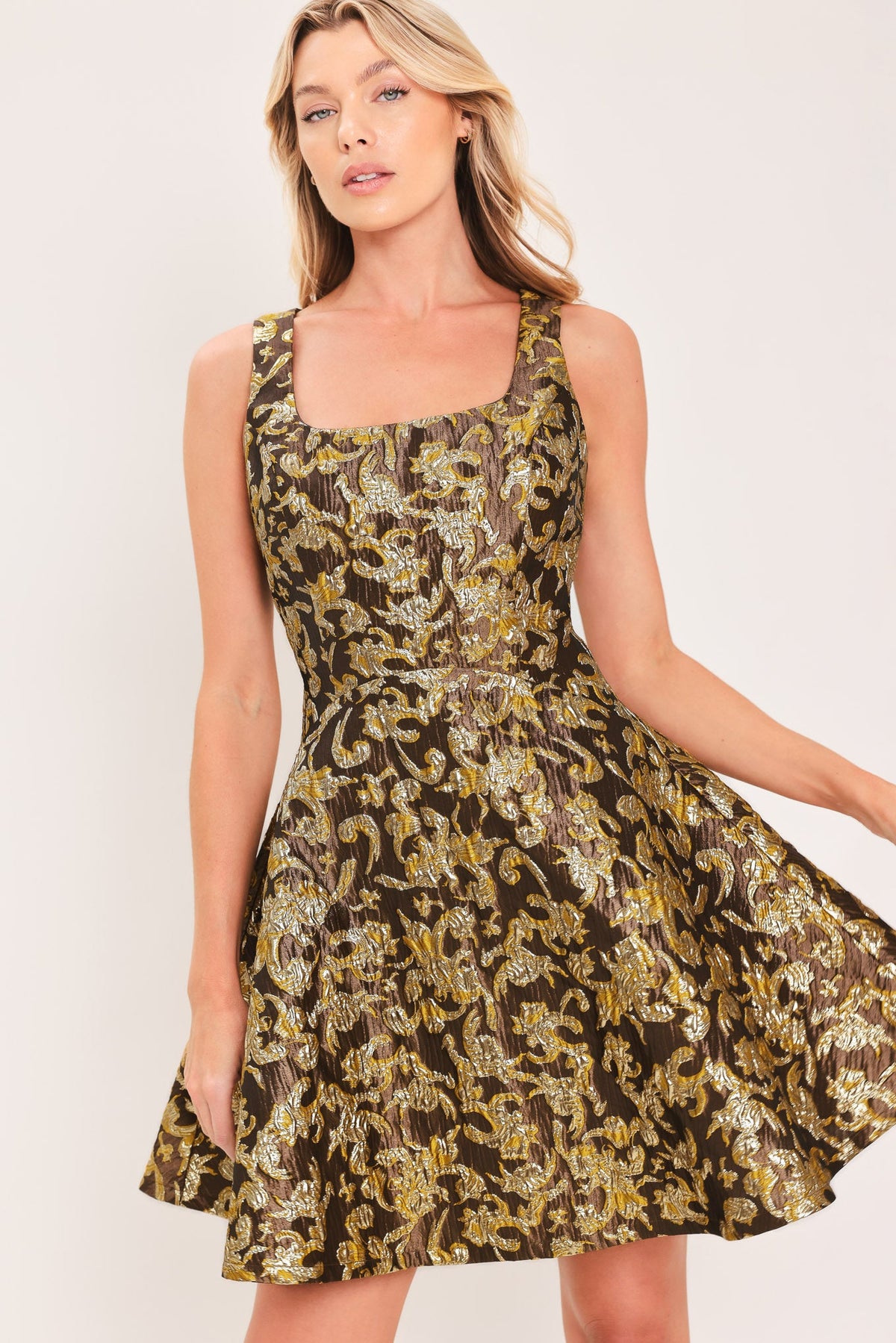 Antique Golden Swirl Mini Dress