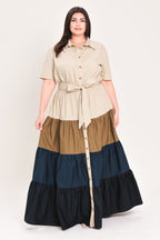 Marina Sunset Woven Maxi Shirt Dress