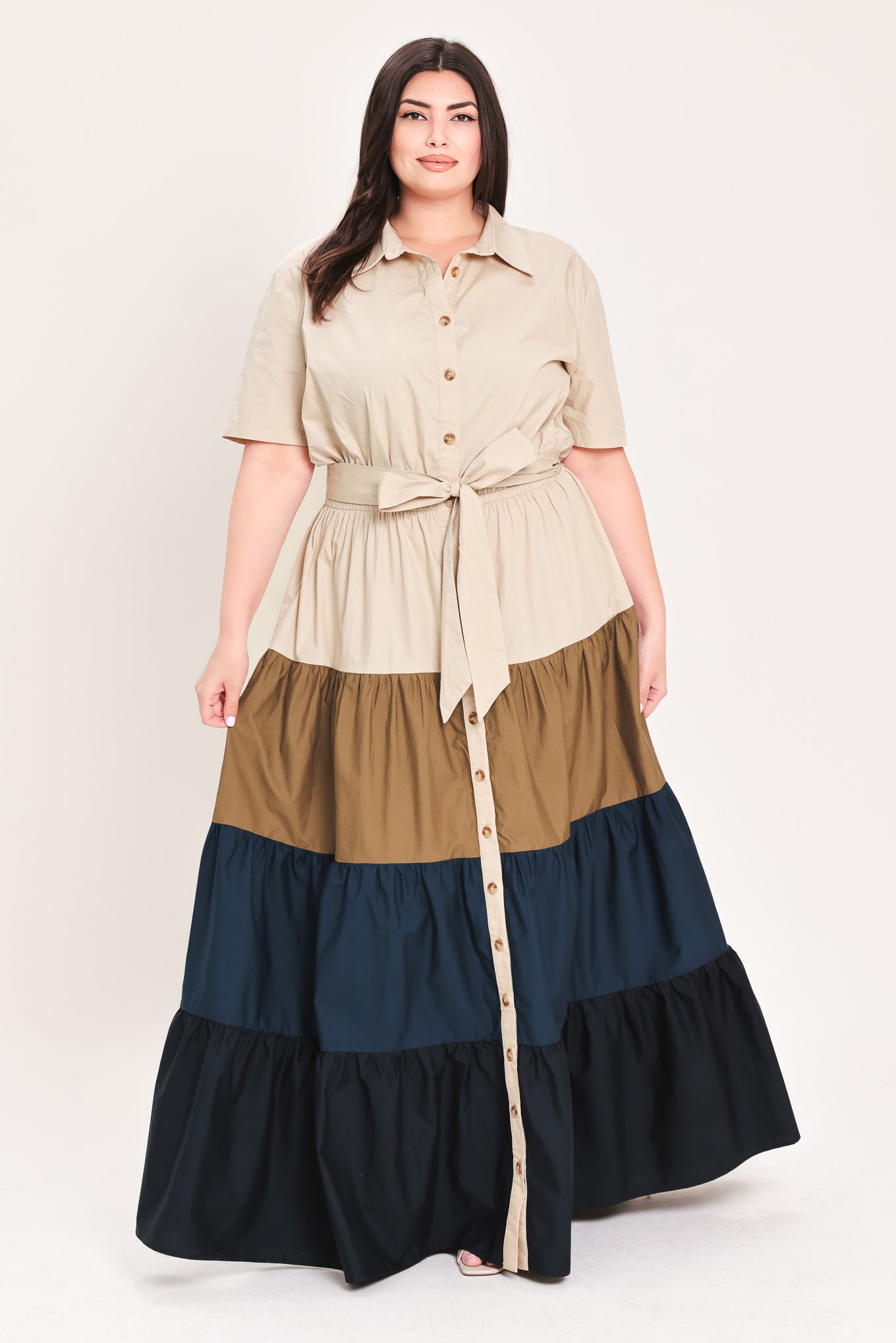 Marina Sunset Woven Maxi Shirt Dress