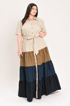 Marina Sunset Woven Maxi Shirt Dress