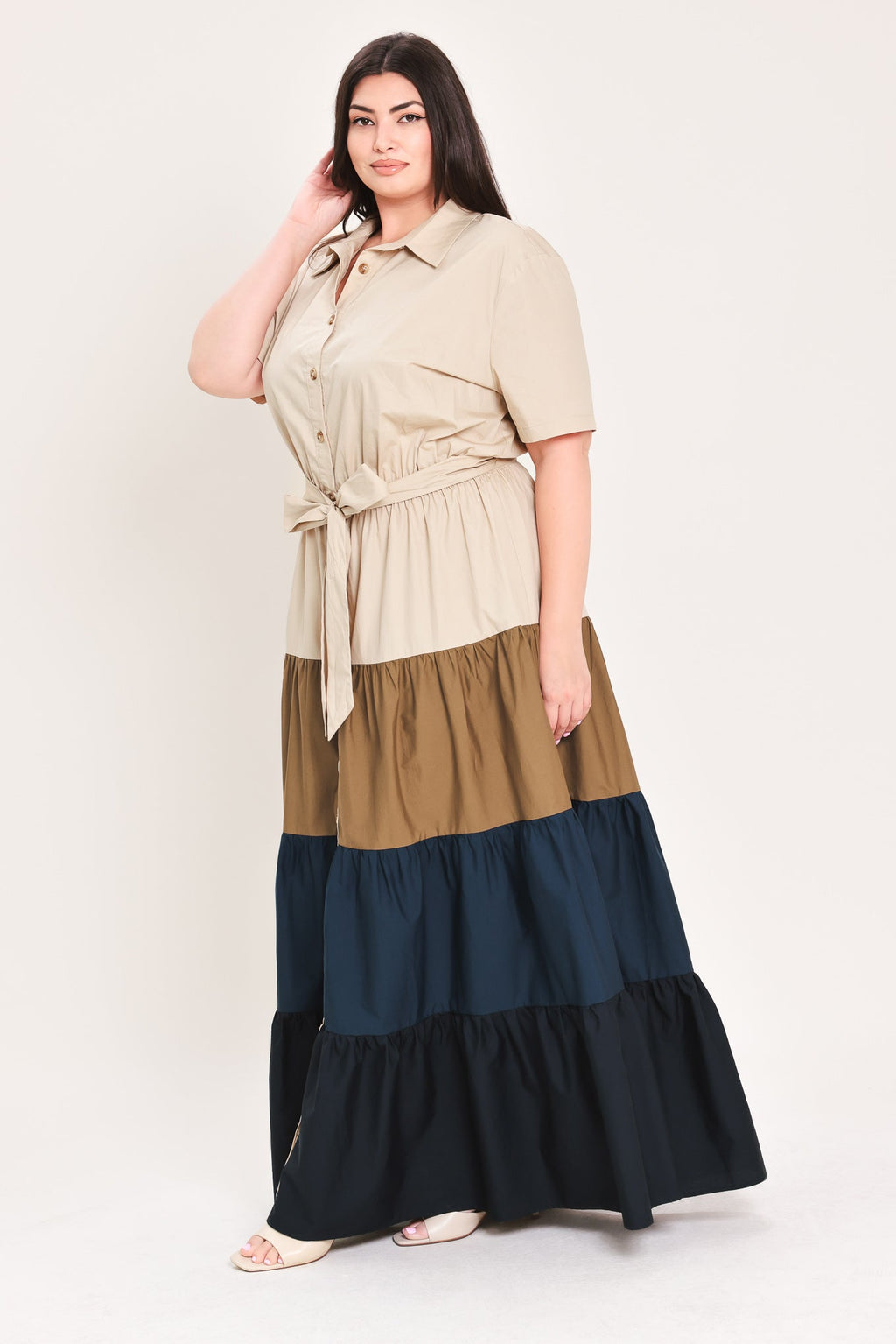 Marina Sunset Woven Maxi Shirt Dress