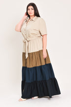 Marina Sunset Woven Maxi Shirt Dress