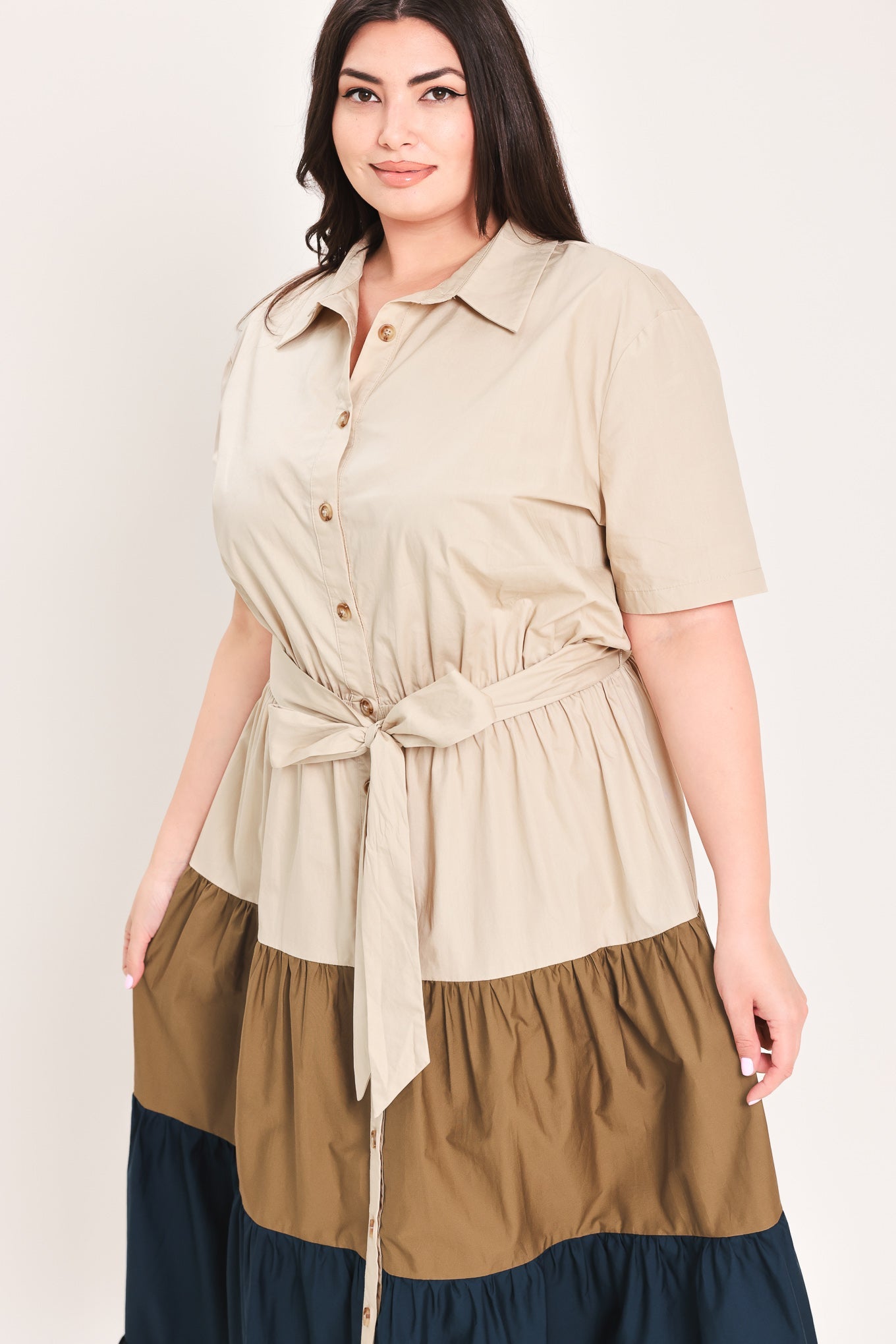 Marina Sunset Woven Maxi Shirt Dress