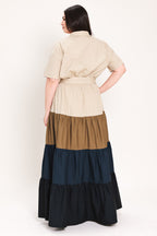 Marina Sunset Woven Maxi Shirt Dress