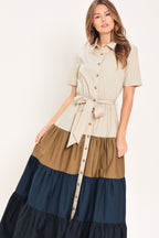 Marina Sunset Woven Maxi Shirt Dress
