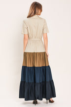 Marina Sunset Woven Maxi Shirt Dress