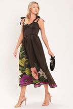Cacao Floral Festival Midi Dress