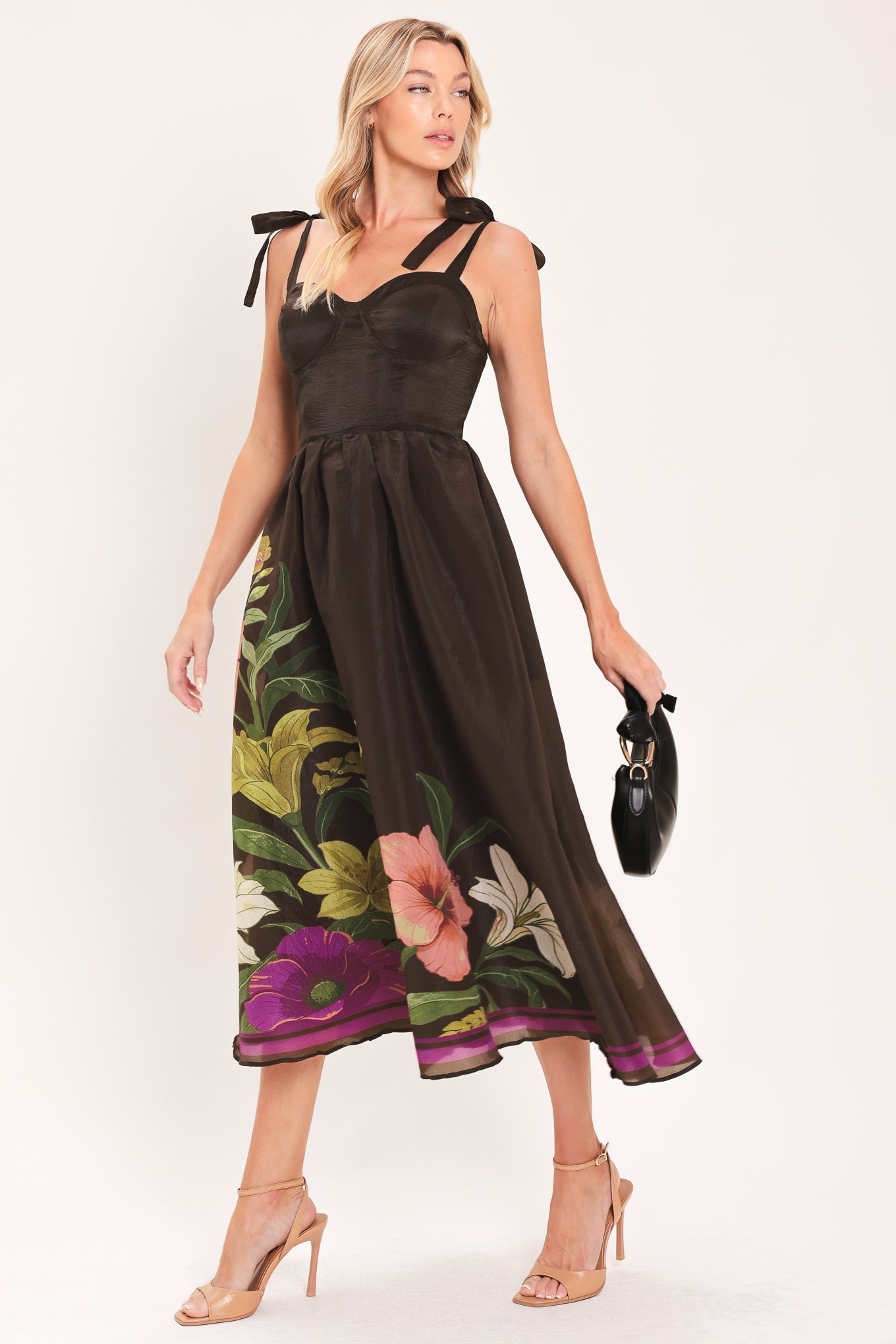 Cacao Floral Festival Midi Dress