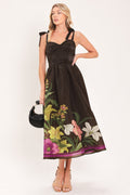 Cacao Floral Festival Midi Dress