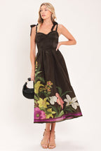 Cacao Floral Festival Midi Dress